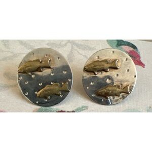 Unique Silver and Gold Fish Earrings